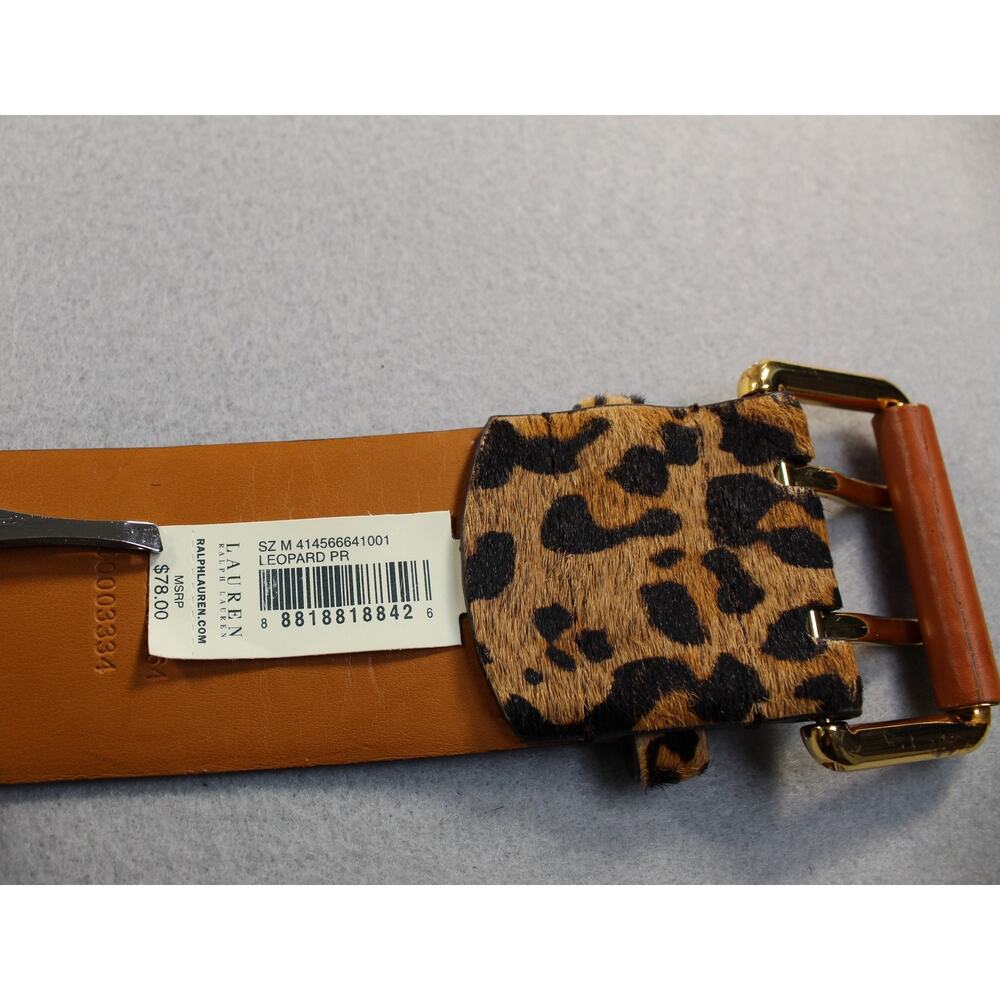 Lauren Ralph Lauren Belt Women's M Brown Leopard Print Wide Waist Leather Buckle - Picture 6 of 15